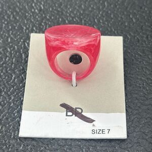 3For$20  Pink Translucent Silver Flake Chunky Resin Plastic Ring Size 7 NEW